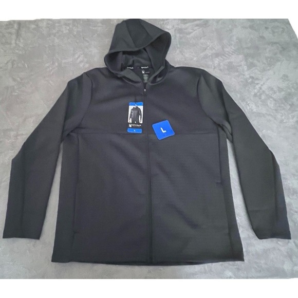Spyder Men's Full Zip Hoodie Size Large NWT Black Ribbed - Picture 5 of 8